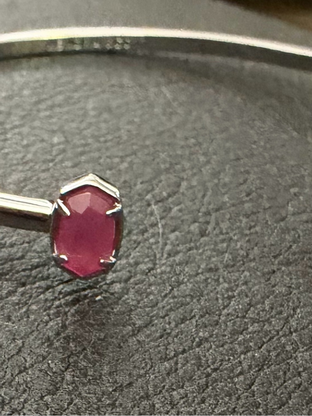 Pink Stone Silver Bangle Bracelet